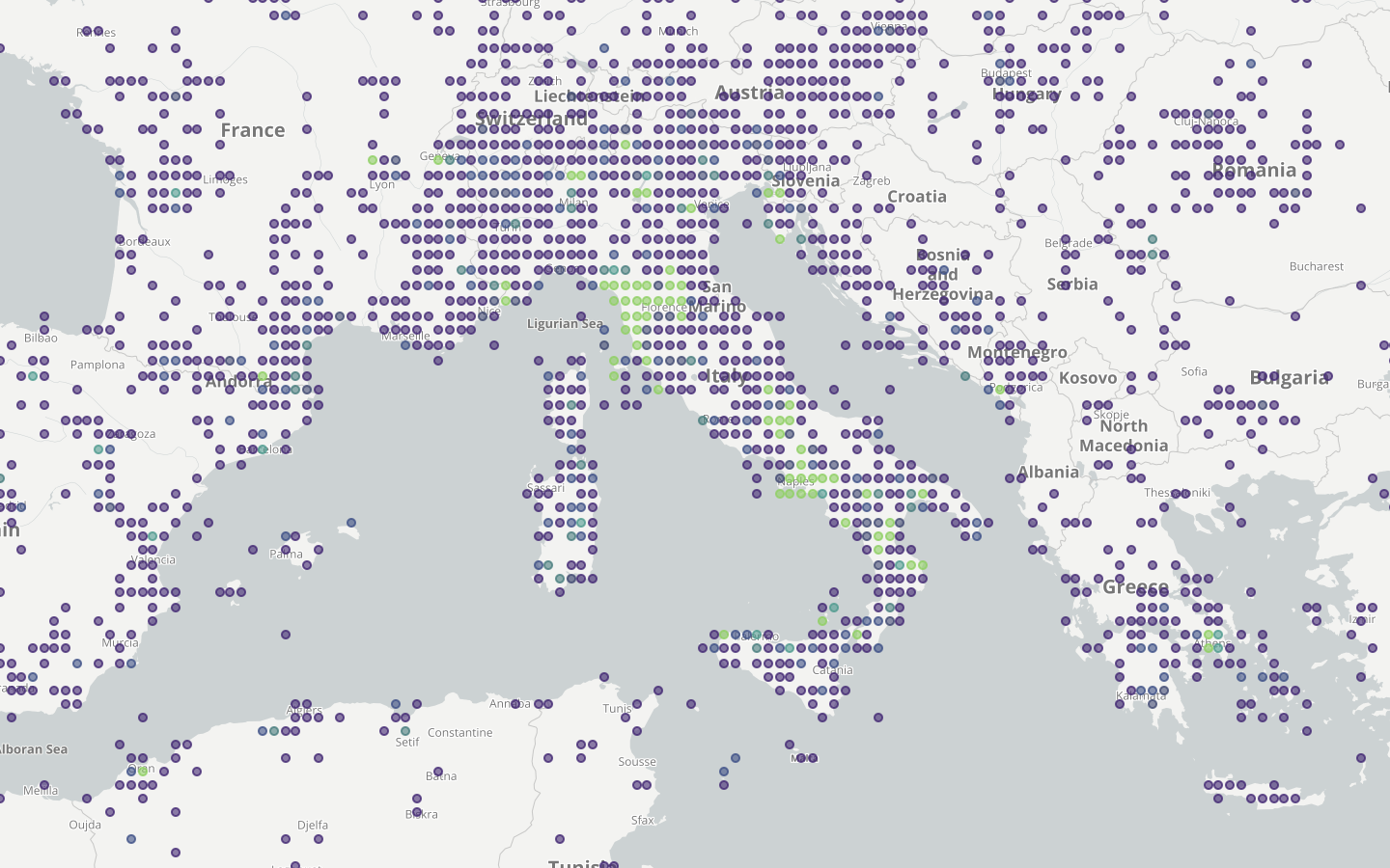 A map showing global plant distribution